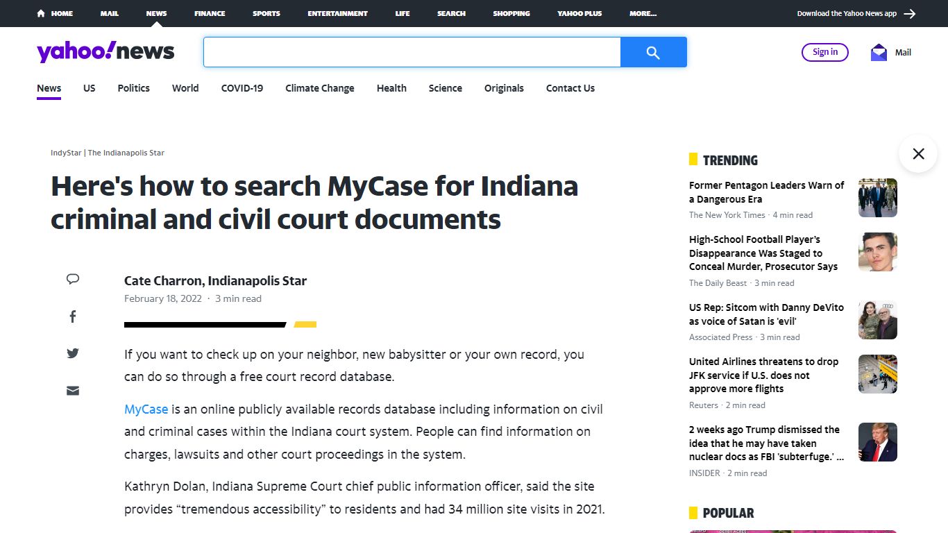 Here's how to search MyCase for Indiana criminal and civil court documents